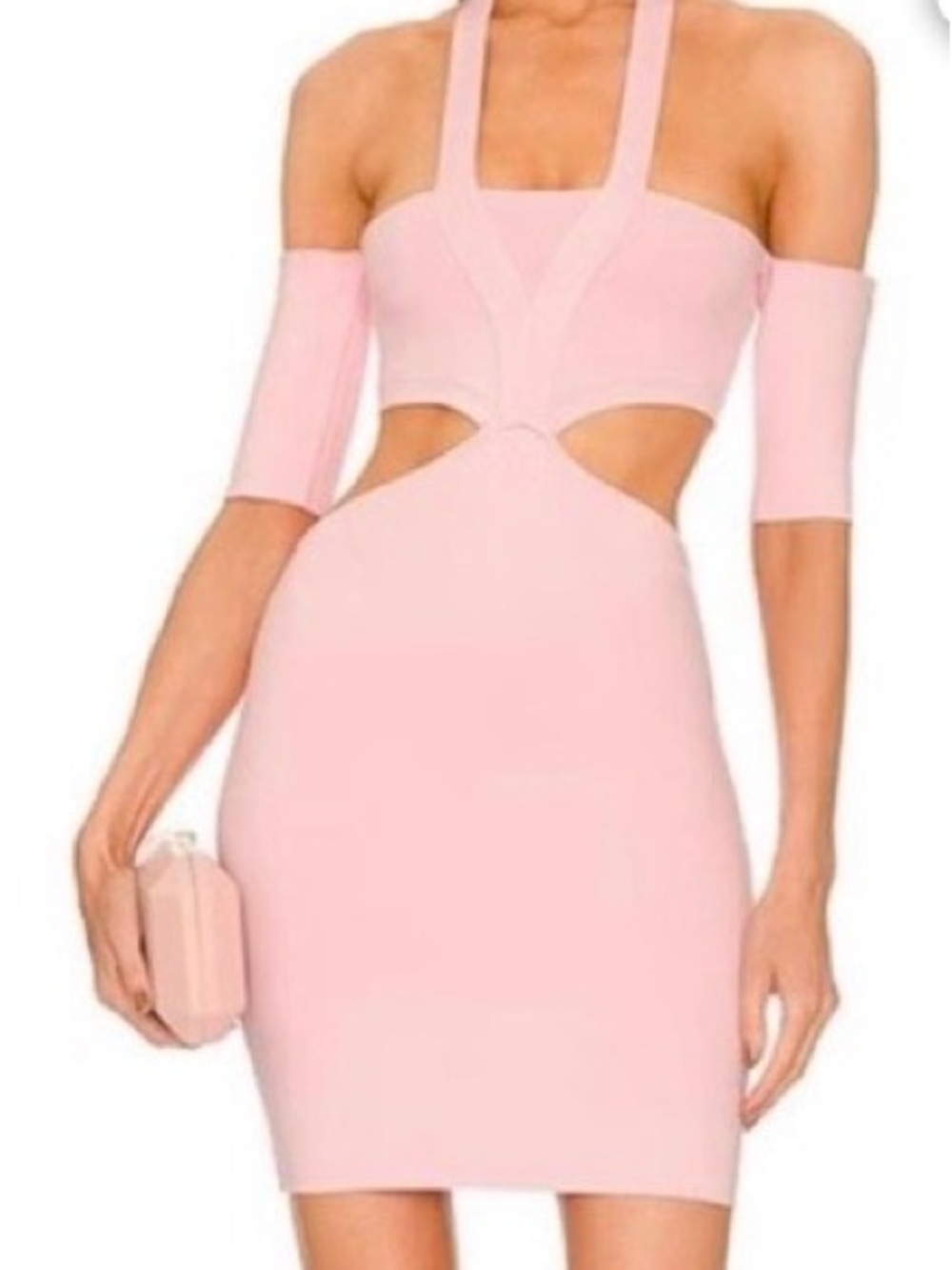 Brand New - Micheal Castello - Blush Pink Cutout Halter Midi Dress size XS